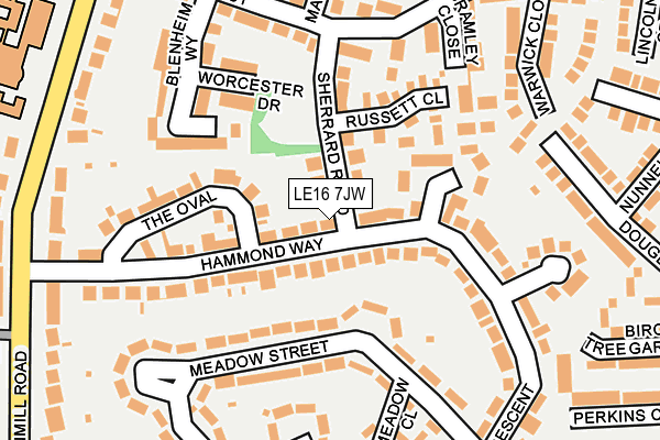 LE16 7JW map - OS OpenMap – Local (Ordnance Survey)