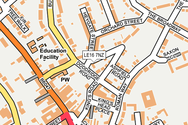 LE16 7NZ map - OS OpenMap – Local (Ordnance Survey)