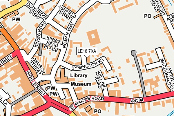 LE16 7XA map - OS OpenMap – Local (Ordnance Survey)