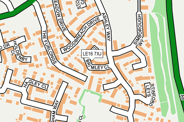 LE16 7XJ map - OS OpenMap – Local (Ordnance Survey)