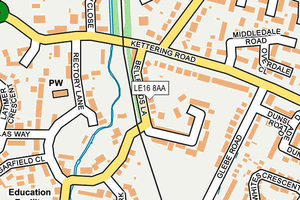LE16 8AA map - OS OpenMap – Local (Ordnance Survey)