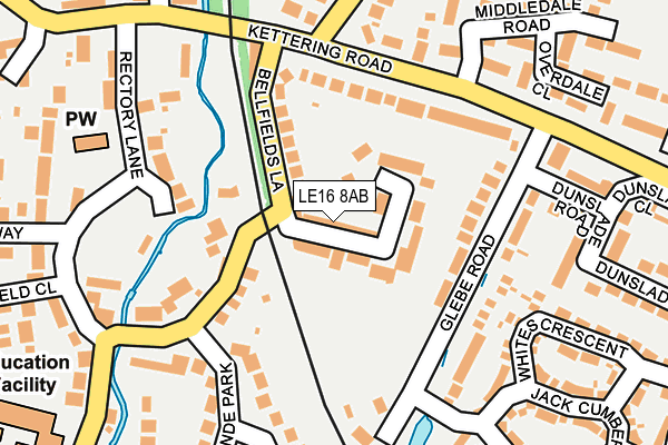 LE16 8AB map - OS OpenMap – Local (Ordnance Survey)