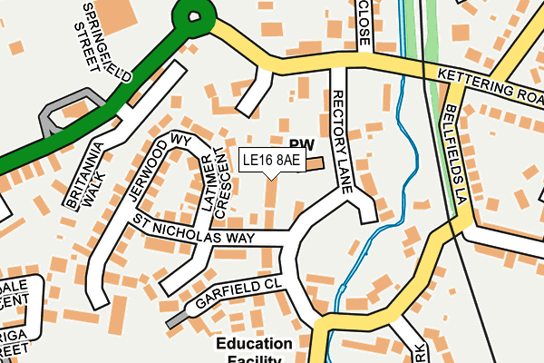 LE16 8AE map - OS OpenMap – Local (Ordnance Survey)