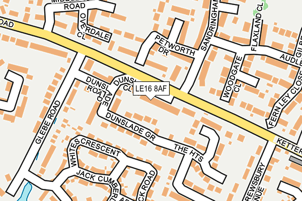 LE16 8AF map - OS OpenMap – Local (Ordnance Survey)