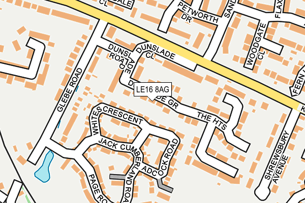 LE16 8AG map - OS OpenMap – Local (Ordnance Survey)