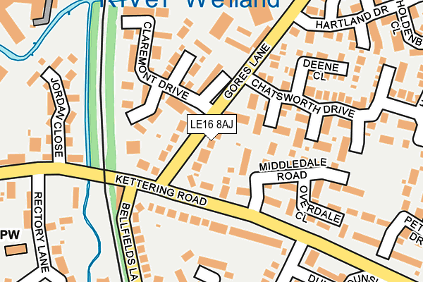 LE16 8AJ map - OS OpenMap – Local (Ordnance Survey)