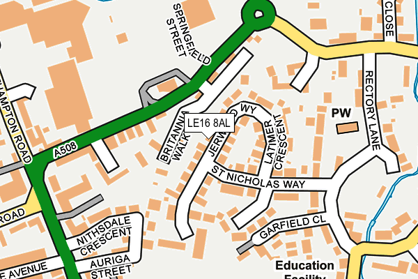 LE16 8AL map - OS OpenMap – Local (Ordnance Survey)