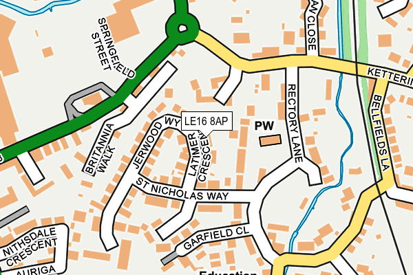 LE16 8AP map - OS OpenMap – Local (Ordnance Survey)