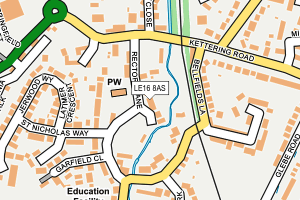 LE16 8AS map - OS OpenMap – Local (Ordnance Survey)