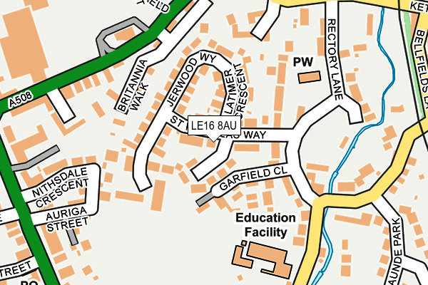 LE16 8AU map - OS OpenMap – Local (Ordnance Survey)