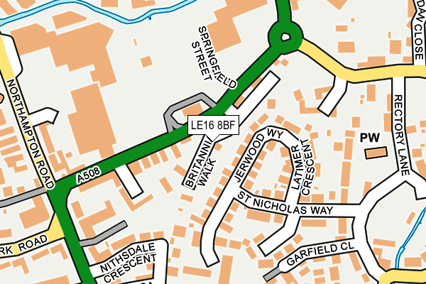 LE16 8BF map - OS OpenMap – Local (Ordnance Survey)