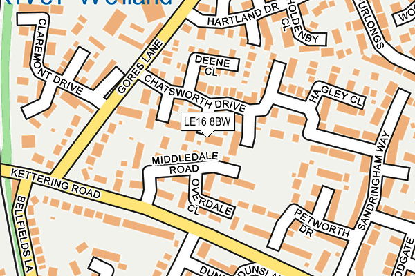 LE16 8BW map - OS OpenMap – Local (Ordnance Survey)