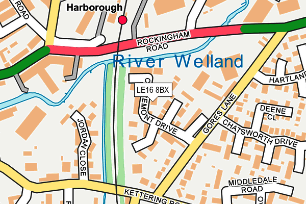 LE16 8BX map - OS OpenMap – Local (Ordnance Survey)