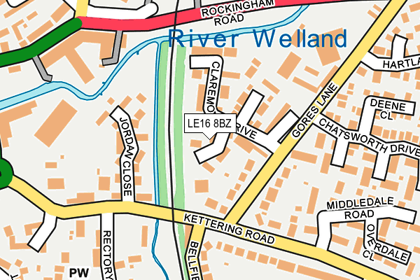 LE16 8BZ map - OS OpenMap – Local (Ordnance Survey)