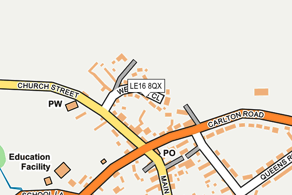LE16 8QX map - OS OpenMap – Local (Ordnance Survey)