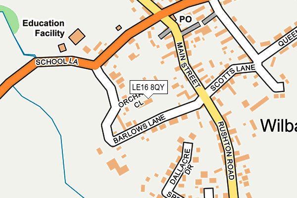 LE16 8QY map - OS OpenMap – Local (Ordnance Survey)