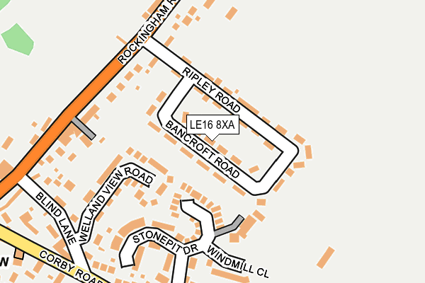 LE16 8XA map - OS OpenMap – Local (Ordnance Survey)