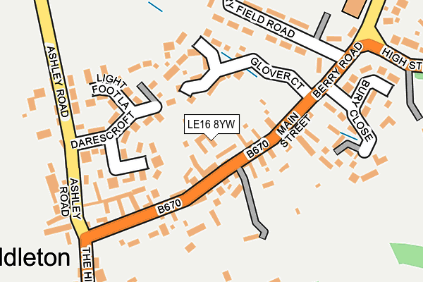 LE16 8YW map - OS OpenMap – Local (Ordnance Survey)