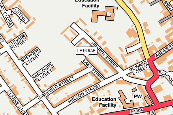 LE16 9AE map - OS OpenMap – Local (Ordnance Survey)
