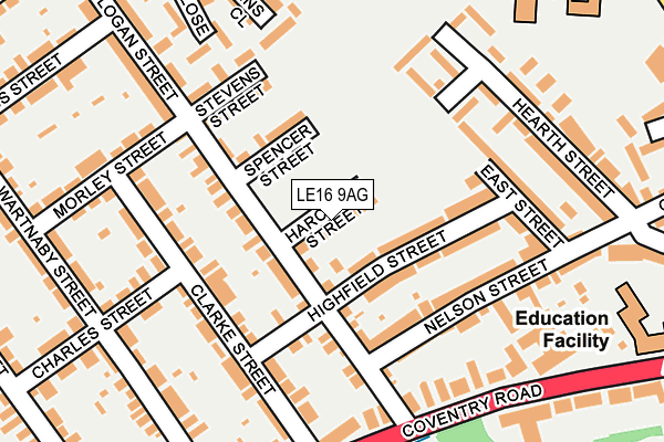 LE16 9AG map - OS OpenMap – Local (Ordnance Survey)