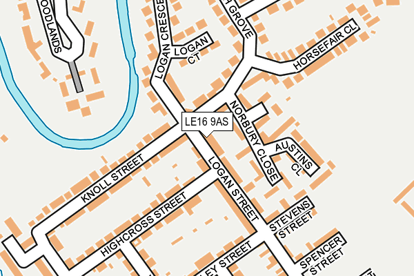 LE16 9AS map - OS OpenMap – Local (Ordnance Survey)