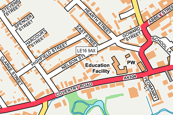 LE16 9AX map - OS OpenMap – Local (Ordnance Survey)