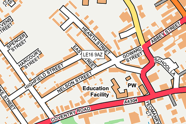 LE16 9AZ map - OS OpenMap – Local (Ordnance Survey)