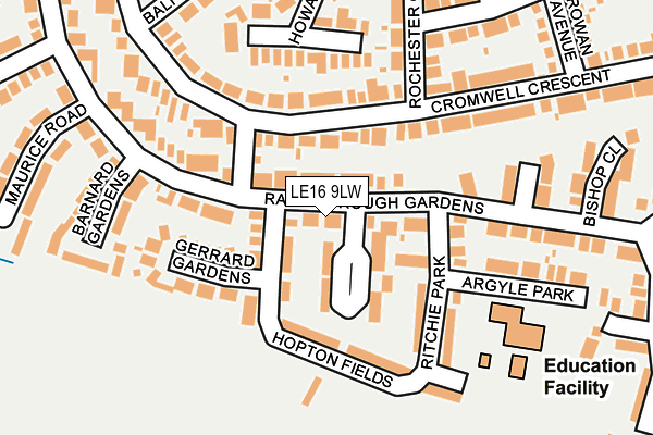 LE16 9LW map - OS OpenMap – Local (Ordnance Survey)
