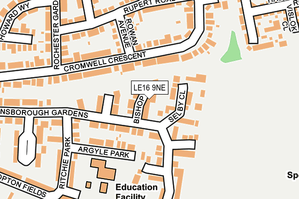 LE16 9NE map - OS OpenMap – Local (Ordnance Survey)