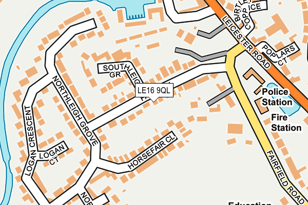 LE16 9QL map - OS OpenMap – Local (Ordnance Survey)