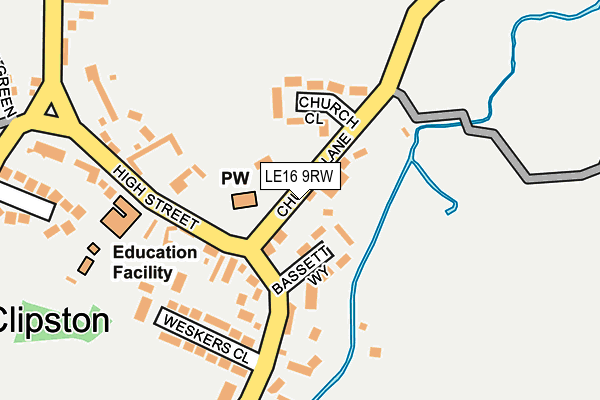 LE16 9RW map - OS OpenMap – Local (Ordnance Survey)