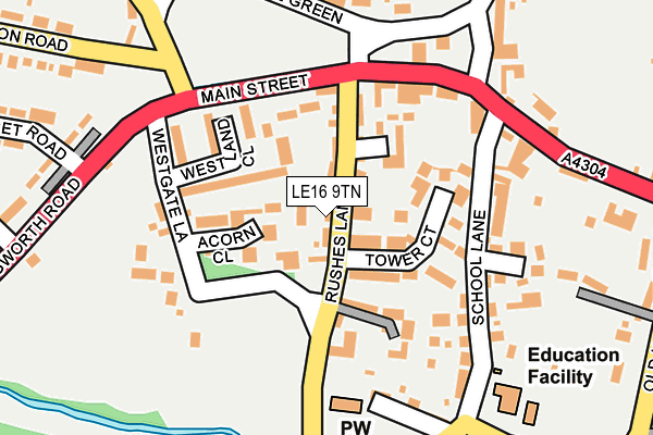 LE16 9TN map - OS OpenMap – Local (Ordnance Survey)