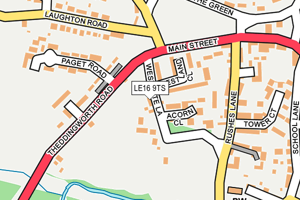 LE16 9TS map - OS OpenMap – Local (Ordnance Survey)