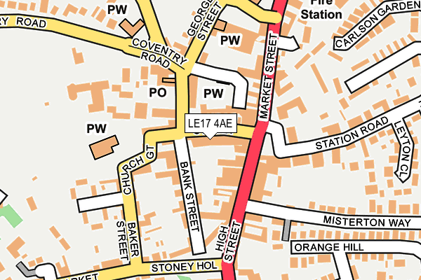 LE17 4AE map - OS OpenMap – Local (Ordnance Survey)