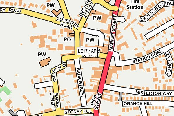 LE17 4AF map - OS OpenMap – Local (Ordnance Survey)