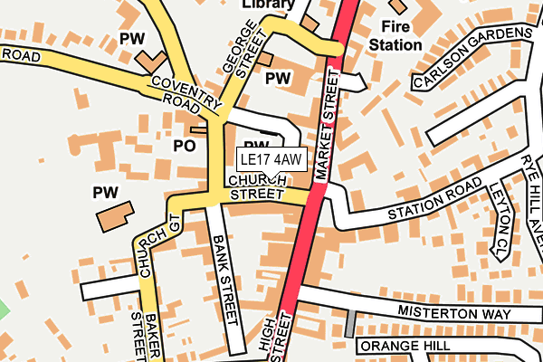 LE17 4AW map - OS OpenMap – Local (Ordnance Survey)