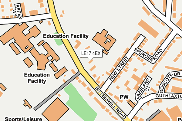 LE17 4EX map - OS OpenMap – Local (Ordnance Survey)
