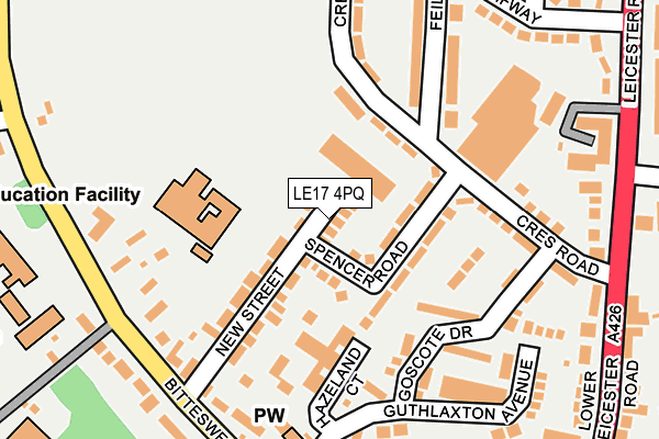 LE17 4PQ map - OS OpenMap – Local (Ordnance Survey)