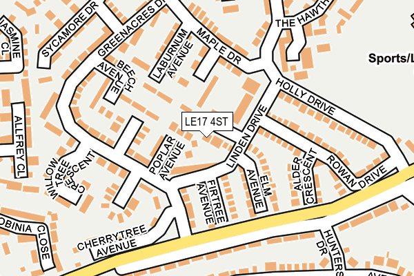 LE17 4ST map - OS OpenMap – Local (Ordnance Survey)