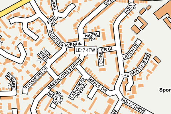 LE17 4TW map - OS OpenMap – Local (Ordnance Survey)