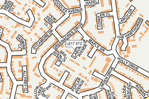 LE17 4TZ map - OS OpenMap – Local (Ordnance Survey)