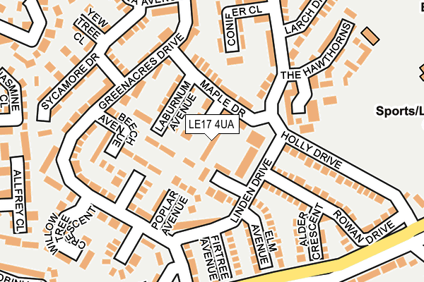 LE17 4UA map - OS OpenMap – Local (Ordnance Survey)