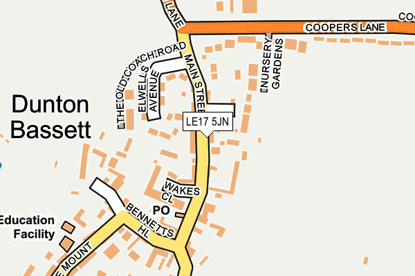 LE17 5JN map - OS OpenMap – Local (Ordnance Survey)