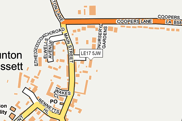 LE17 5JW map - OS OpenMap – Local (Ordnance Survey)