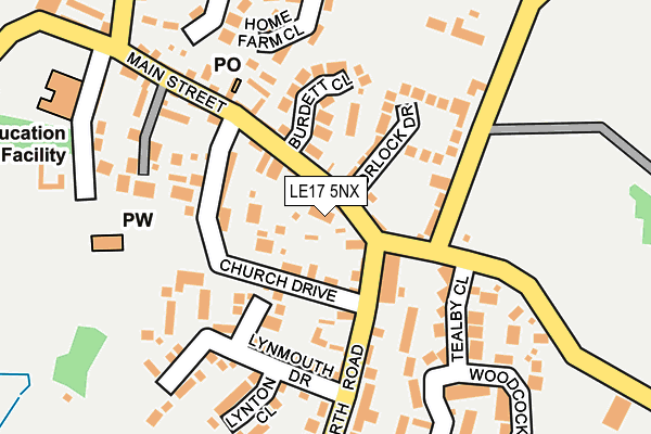 LE17 5NX map - OS OpenMap – Local (Ordnance Survey)