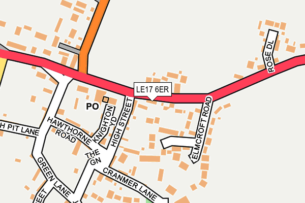LE17 6ER map - OS OpenMap – Local (Ordnance Survey)
