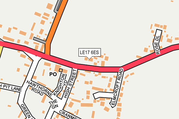 LE17 6ES map - OS OpenMap – Local (Ordnance Survey)