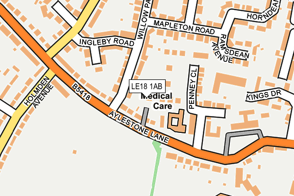 LE18 1AB map - OS OpenMap – Local (Ordnance Survey)