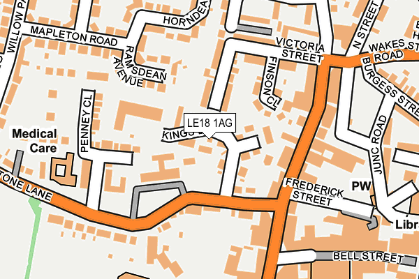 LE18 1AG map - OS OpenMap – Local (Ordnance Survey)