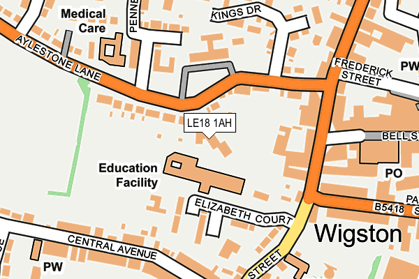 LE18 1AH map - OS OpenMap – Local (Ordnance Survey)